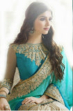 Bindani studio peacock blue color party wear saree