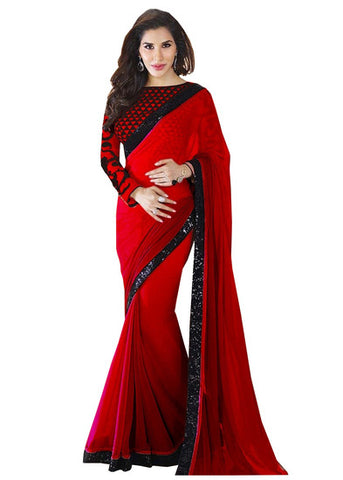 Flygud Beautiful Red saree