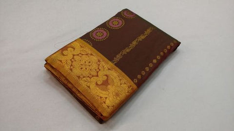 Kanchipouram Maroon color handloom silk saree