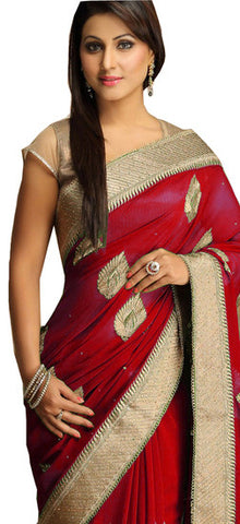 Shree Mira Impex Red Georgette Saree Sari