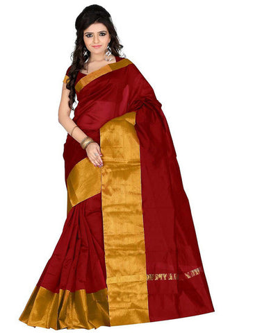 Suchi Fashion Red & Gold Cotton Silk Saree