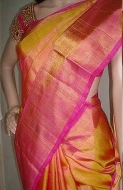 Uppada Golden color handlloom silk saree